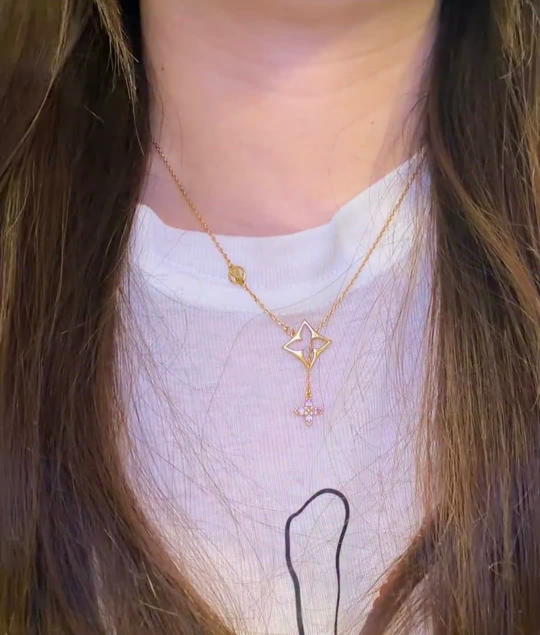 Louis Vuitton Gold Monogram Earrings and Necklace Set
